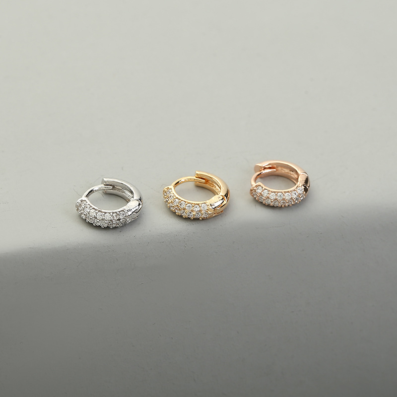 Fashion Round Copper Hoop Earrings Inlay Zircon Copper Earrings 1 Piece