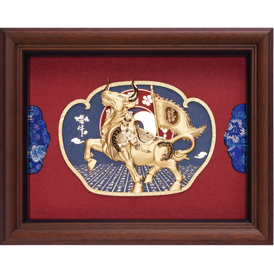 金牛摆件2021牛年吉祥物金箔画商务企业文创礼品银行定制金牛摆件