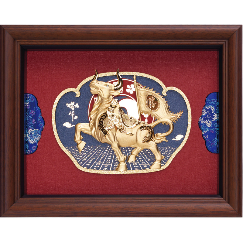 金牛摆件2021牛年吉祥物金箔画商务企业文创礼品银行定制金牛摆件