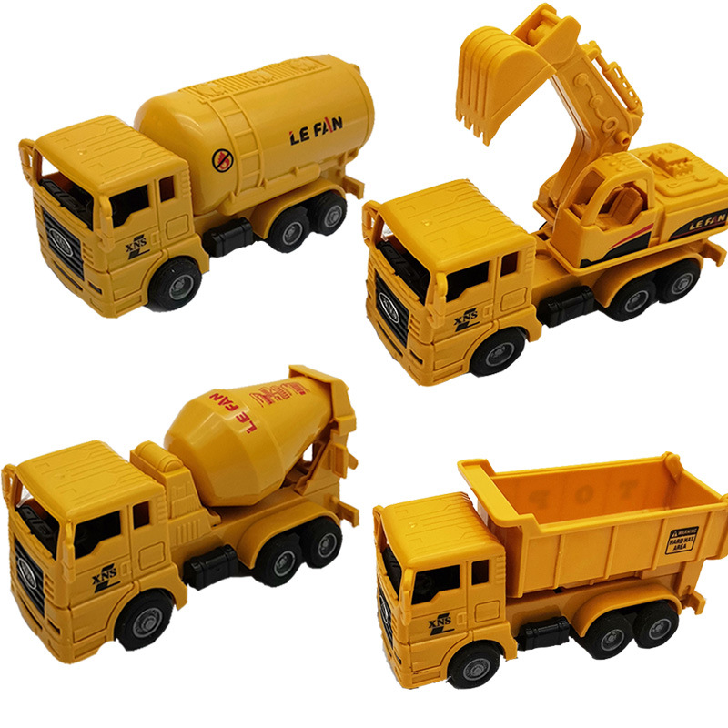 Set de Vehículos de Construcción de Impulso de Plástico Retráctil para Niños
