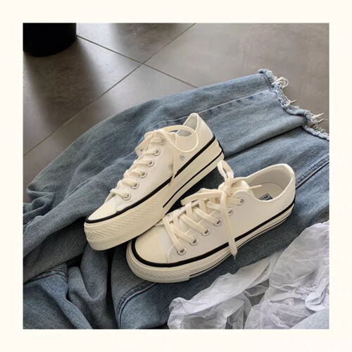  spring new women's shoes vulcanized low-cut thick-soled canvas shoes ins versatile trendy heightening small white sneakers wholesale