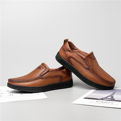 Men's shoes, autumn men's casual leather shoes, men's first-layer cowhide shoes, middle-aged dad's shoes, one-legged soft-soled driving shoes