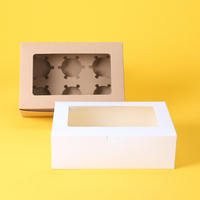 2/4/6粒纸杯蛋糕盒透明开窗马芬盒西点甜品手提蛋糕盒子批发定制