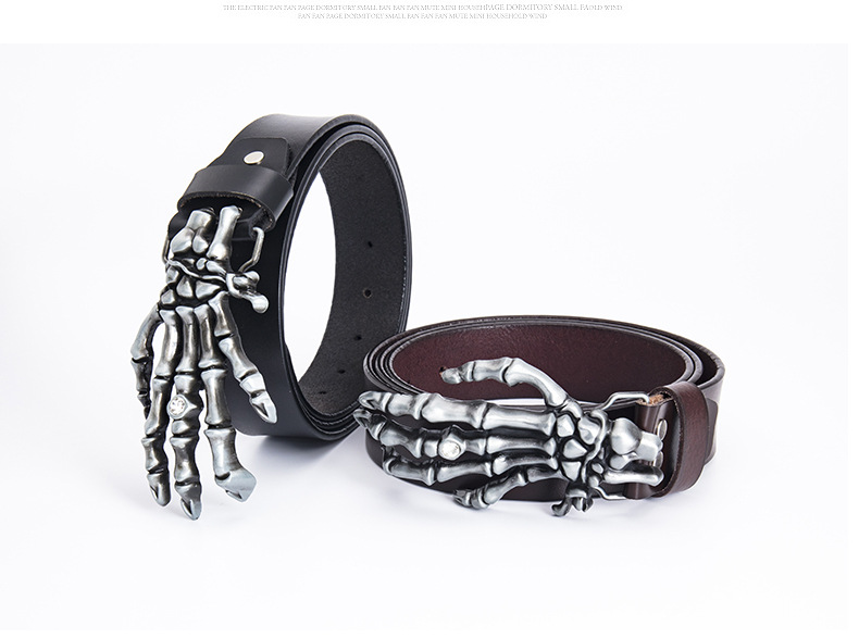 Men's Leather Belt With Skull Claw Buckle For Biker Style_voghion.com