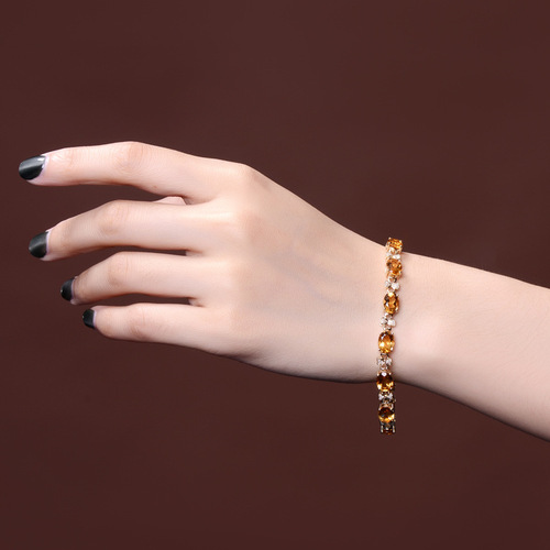 Simple topaz pendant, elegant four-claw ring, full diamond low luxury earrings for women, moissanite bracelet jewelry set