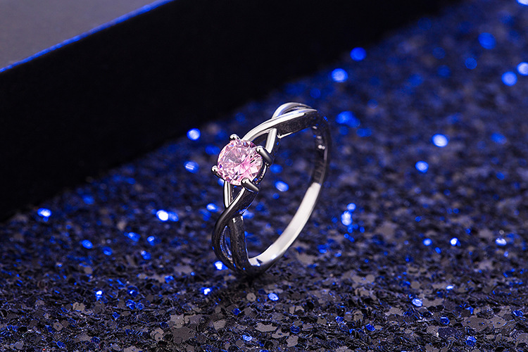 Circón Diamante Rosa Anillo Púrpura Europeo Y Americano Anillo De Dedo Índice Joyería De Moda Simple display picture 1