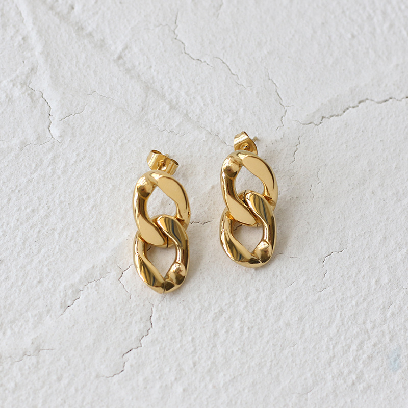 8g Weight PVD Coated Gold Plating Process 304 Stainless Steel Ear Needle Material Real Gold Plated Plating Material Earrings, Ear Studs Classification 18K Gold Plating Color 1 Pair Quantity 304 Stainless Steel Material chain Pattern Women'S Gender Fashion Style Waterproof Non Tarnish Craft Gold, Silver Color PVD Coated Real Gold Plated 18K Gold Chain 304 Stainless Steel Fashion Waterproof Non Tarnish Earrings Ear Studs 11