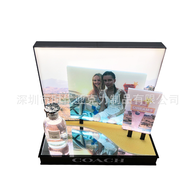 厂家直销桌面化妆品展示架 亚克力展示架 LED灯多层香水展示架