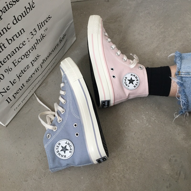 Vilenjasto ružičaste visoke platnene cipele za žene iz 1970-ih, korejska verzija, ULZANG studentske svestrane visoke cipele za boarding_voghion.com