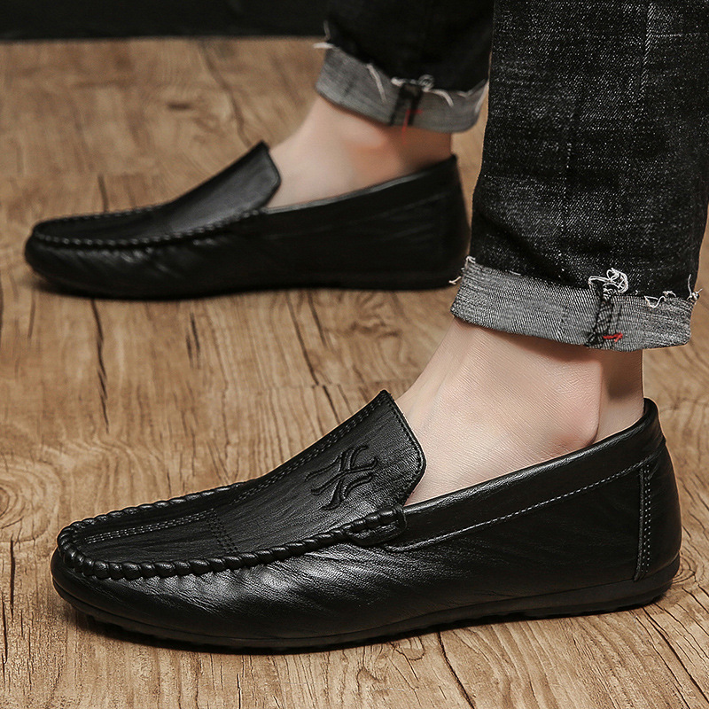 20221春季新款男士豆豆鞋韩版潮流一脚蹬懒人鞋英伦风商务皮鞋