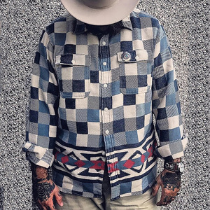 Casual fashion Plaid open lining Jacket for men