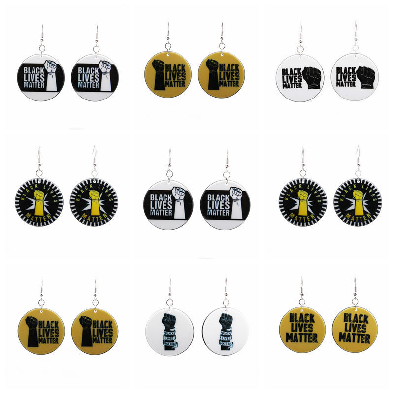 Acrylic Black Lives Matter I Can't Breathe Earrings display picture 8