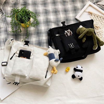 New female bag ins Net Red Canvas bag student Korean Edition Diagonal High-capacity Versatile lovely messenger bag
