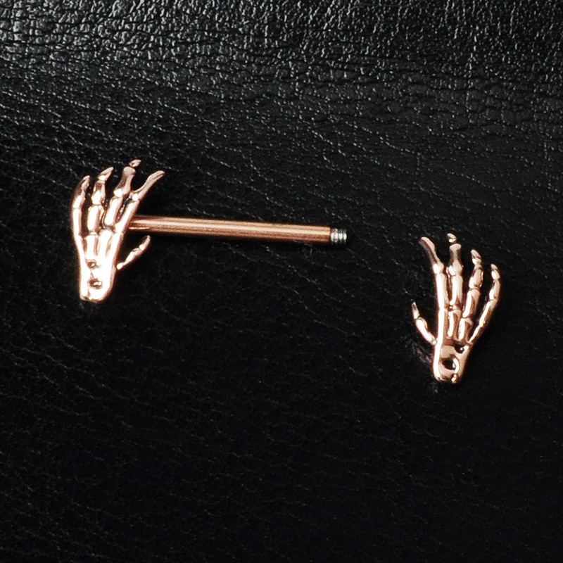 Fashion electroplating skull hands copper nails stainless steel piercing jewelry