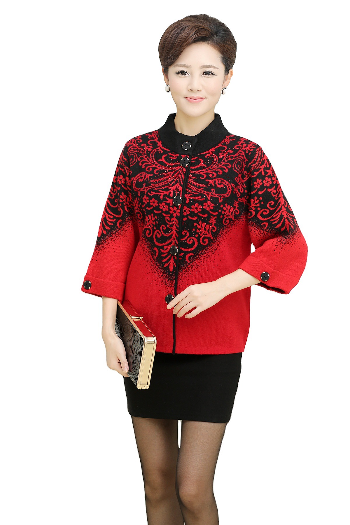 2022 middle-aged and elderly women's clothing new mother sweater cardigan coat suitable for 40-60 years old women wearing wool sweater