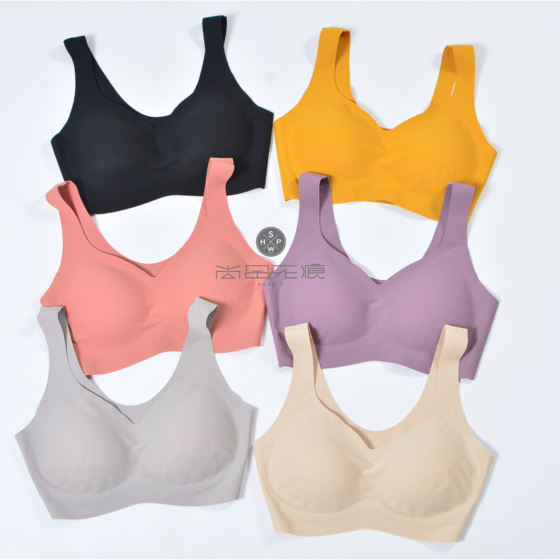 새로운 Shangpin 원활한 통기성 천공 천 편안한 수면 조끼 큰 가슴 작은 수집 파라밀리아 브라