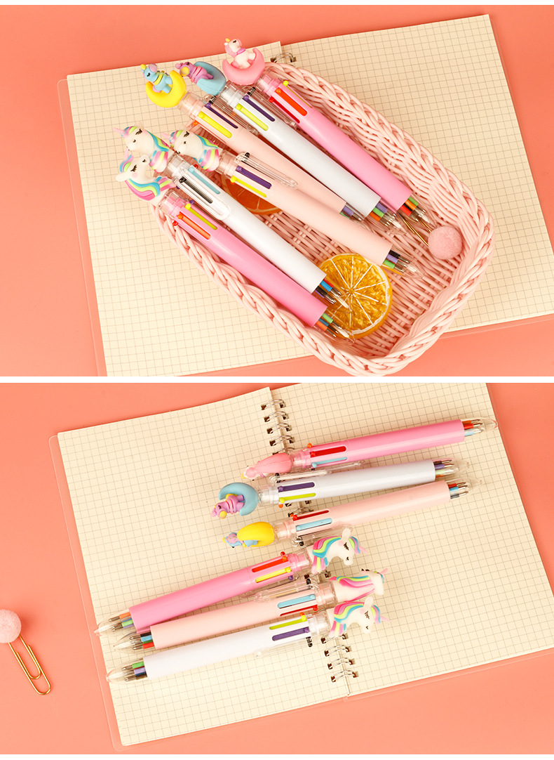 Cute Cartoon Student Stationery 6 Color Plastic Ballpoint Pen display picture 2