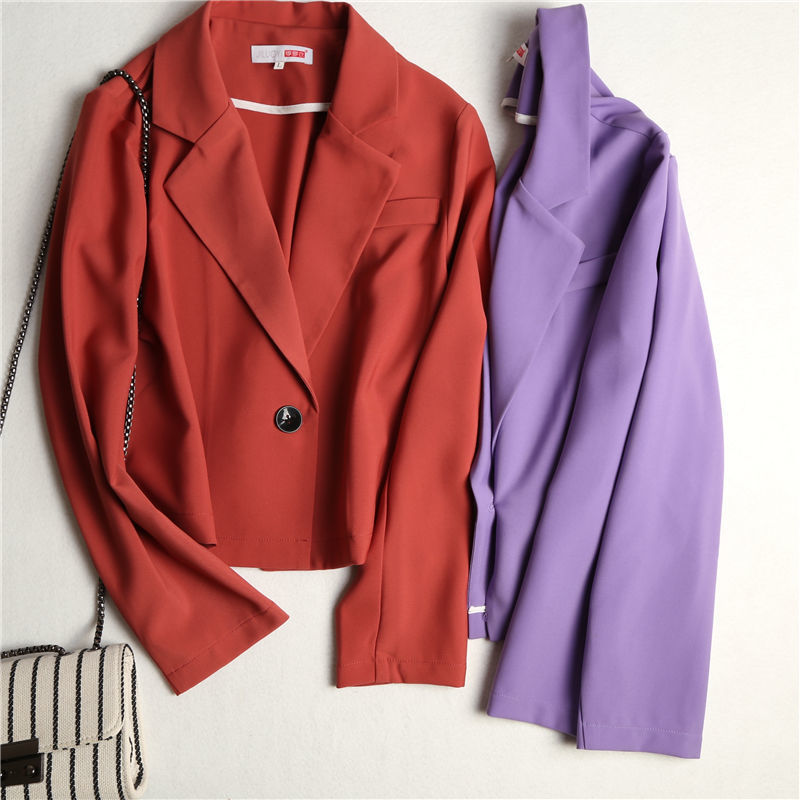 季罗衣新款时尚韩版大码显瘦西服纯色休闲女士百搭潮西装|ms