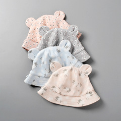 Moinmlon Spring and Autumn New Korean Style Baby Sweat Fabric Warm Hat for Boys and Girls, Cute Dual-Ear Sunshade Bucket Hat