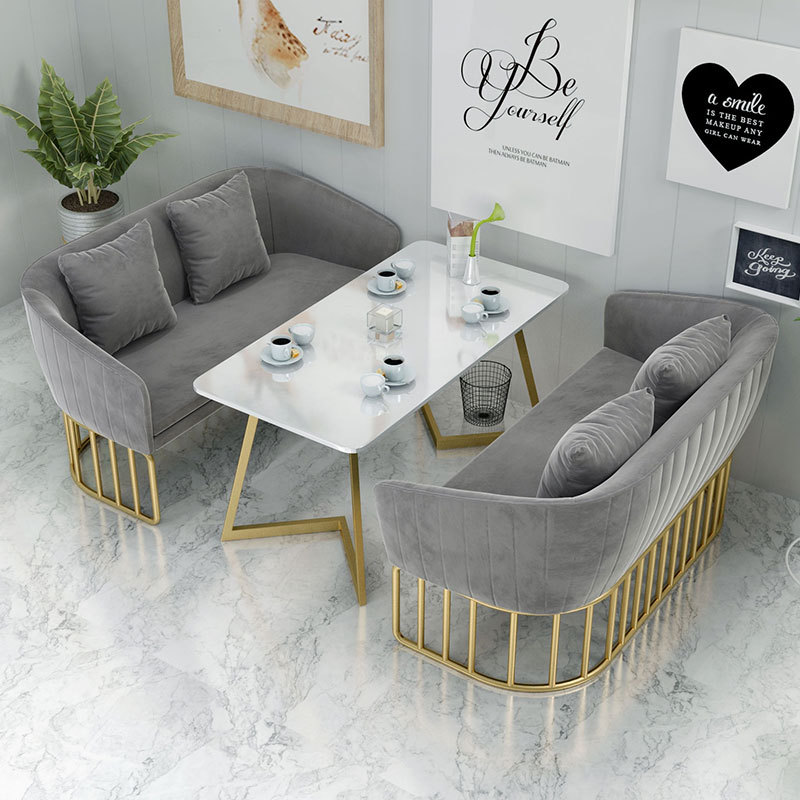 工厂直发奶茶店沙发桌椅组合咖啡厅接待商务卡座沙发洽谈餐厅甜品|ru