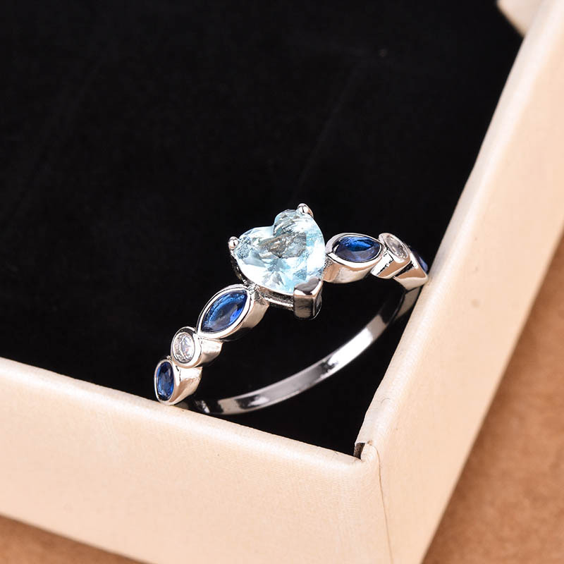 Wedding Occasion Fashion Heart Shape Copper Inlay Birthstone Rings 1 Piece