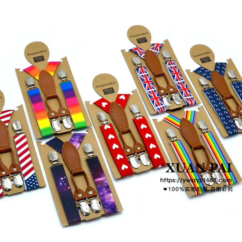 男女宝宝弹力松紧Y型背带夹时尚百搭吊裤带学生演出四夹背带|ru