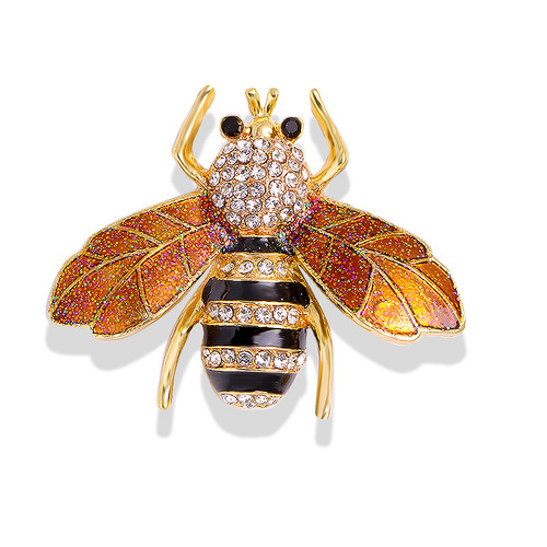 Insect-studded diamond bee brooch, water drop-shaped, Korean-style clothing accessory pin, pearl pin, anti-transparency clasp brooch