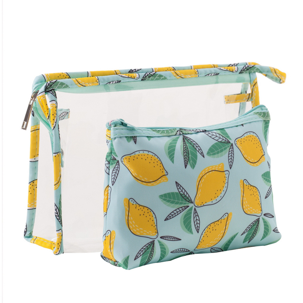 Cute Lemon Strawberry Transparent Pvc Canvas Makeup Bag display picture 1