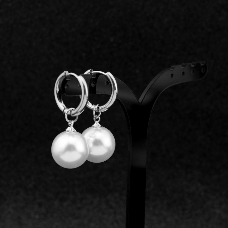 10g Weight Drop Earrings Classification 1 Pair Quantity Holiday, Daily Occasion Stainless Steel Material Pearl Pattern Unisex Gender Polishing Design Simple Style Style 1 Pair Simple Style Pearl Polishing Stainless Steel Drop Earrings 10