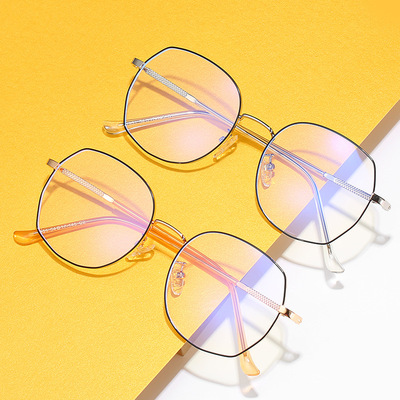 潮流防蓝光眼镜男女金属大框轻薄手机高清抗辐射圆框平光眼镜时尚|ms