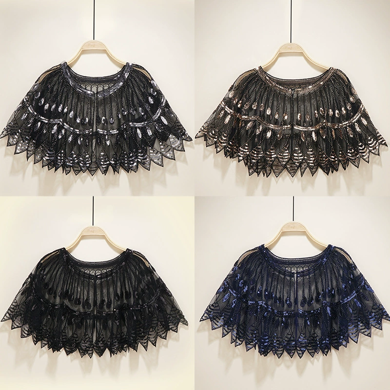 Трансграничные 1920-х годов небольшой платье блестками шаль вечеринка банкет блестками сетка жилет европейских и американских короткий платок верхняя одежда