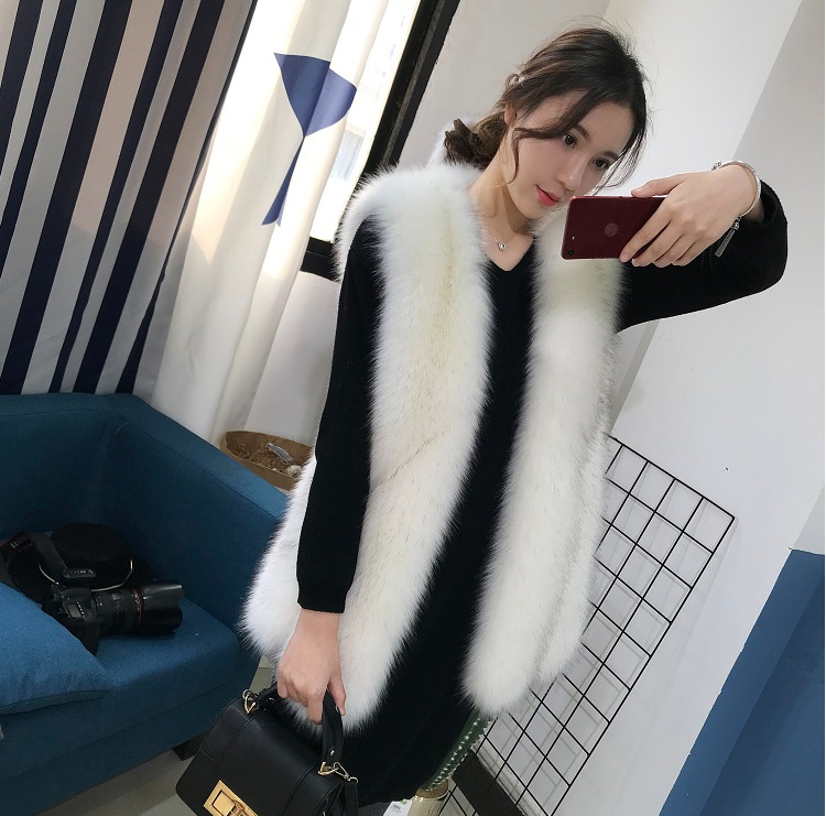 mid-length fox fur waistcoat nihaostyles clothing wholesale NSXSJ96508