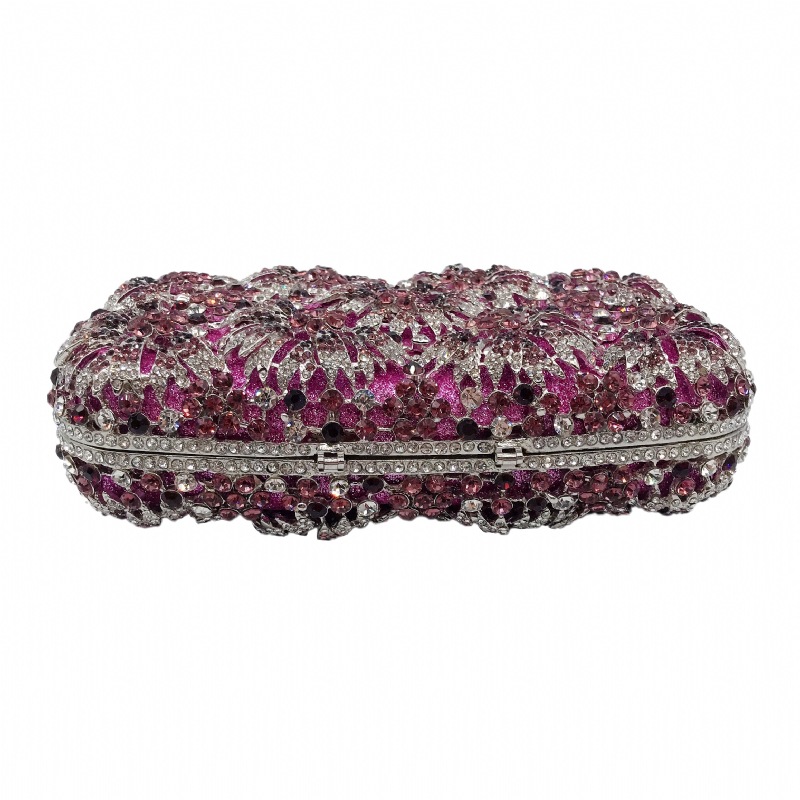 Túi clutch nữ đính đá kim loại cầm tay dự tiệc 17.5x5x11 cm — Màu đỏ, Màu tím, Màu xanh lá, Màu xanh lam chi tiết 30