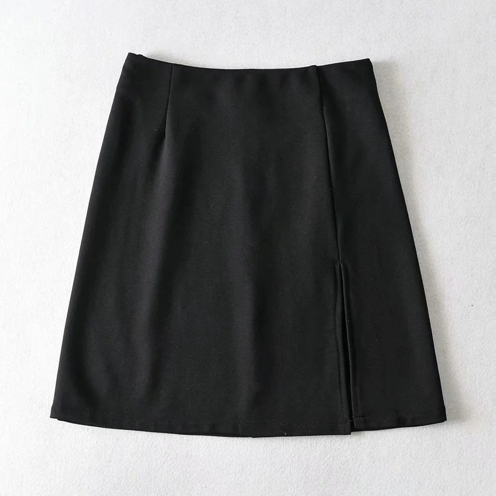 retro high waist side slit short skirt   NSAC14987