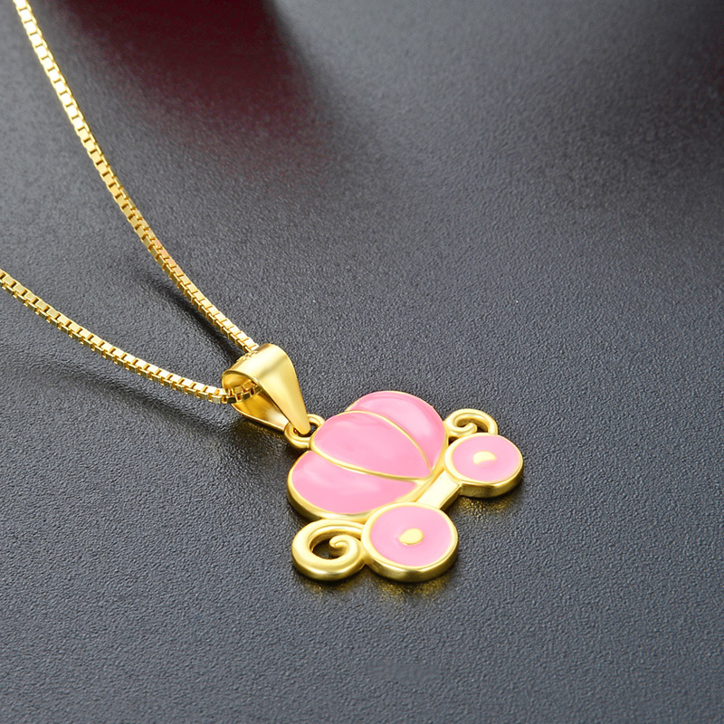 Creativo de aceite de goteo de calabaza colgante de coche S925 collar de plata esterlina hembra Amazon transfronteriza de Halloween estilo nicho Cadena de clavícula