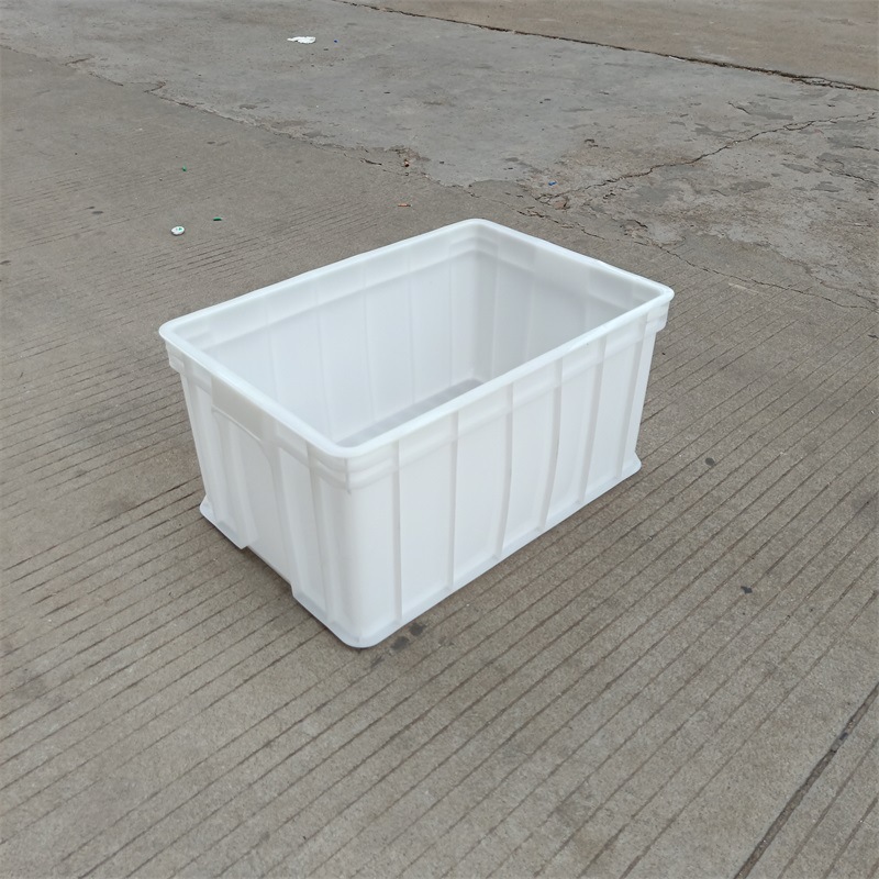 白色PE抗冲击塑料箱615*425*315白色周转筐带盖白色物流箱