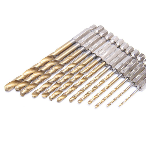 13pc hexagonal handle titanium-plated twist drill 1.5-6.5 high-speed steel hole opener wood iron sheet reaming drill bit