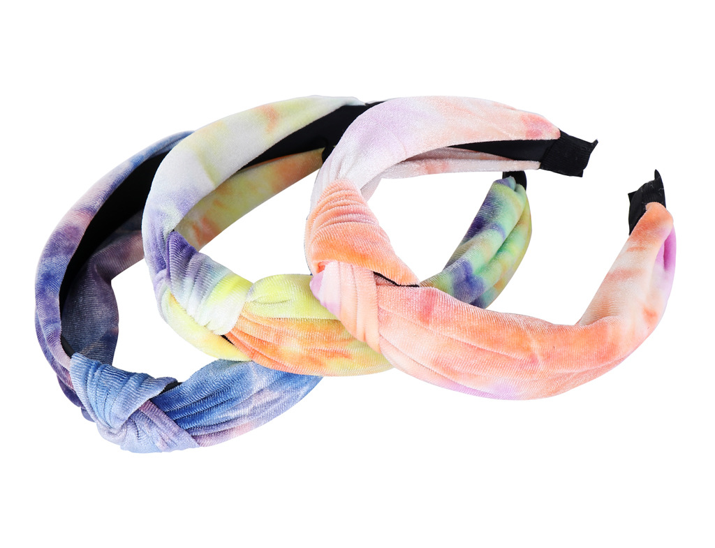 Korea's New Wild Tie-dye Hair Hoop Headband Trend Velvet  Hairband Nihaojewelry Wholesale display picture 2