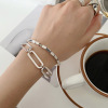 Cute retro rectangular bracelet, jewelry, silver 925 sample