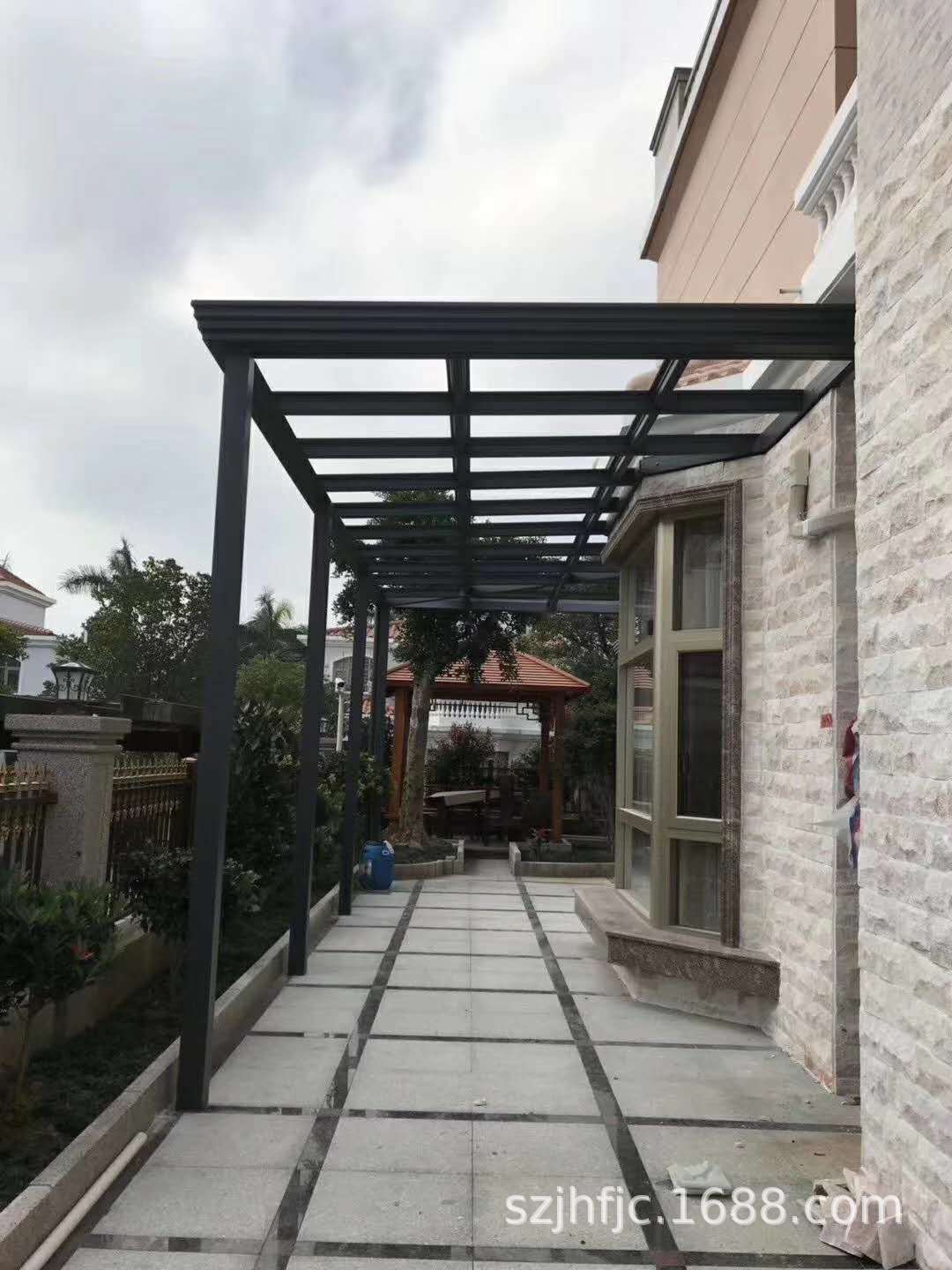 阳光房定制别墅户外隔热防晒电动移动铝合金遮阳帘玻璃顶篷露台棚|ms