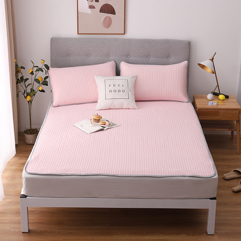 夏季新款乳膠涼席三件套 可折疊空調軟席 涼感絲印花乳膠席套件