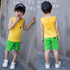 Children's summer sports suit for boys, cotton T-shirt, shorts, set, children's clothing