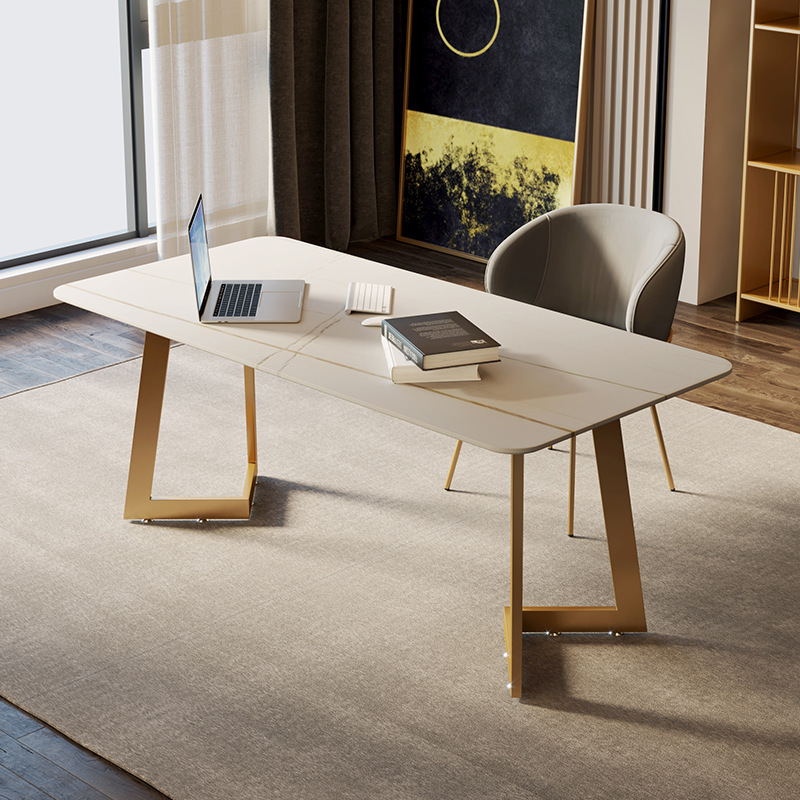 Italian Style Simple Study Rock Board Computer Desk Small Apartment Home Student Writing Desk Office Staff Desk