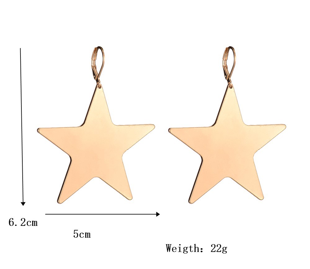 New Alloy Simple Geometric Five-pointed Star  Glossy Earrings Wholesale Nihaojewelry display picture 1