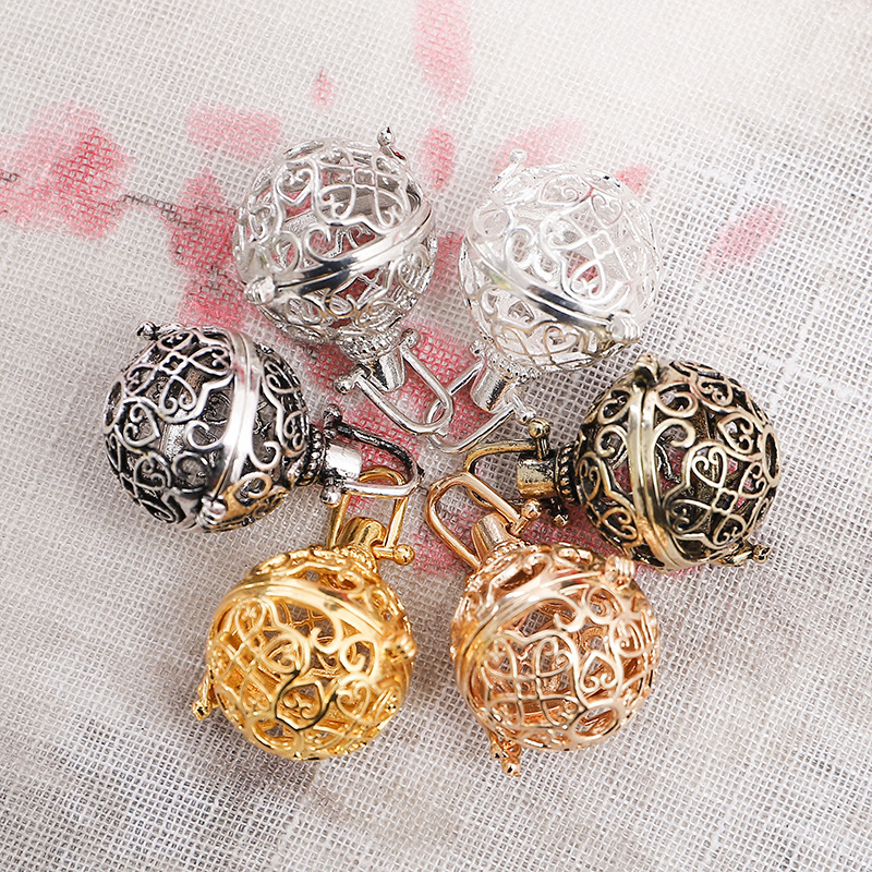 項鏈 項鏈女宮鈴 香薰香水古風吊墜可打開球型禁步毛衣飾品挂件