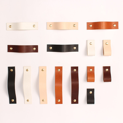 thickening Vegetable tanned leather Wardrobe child Cabinet doors handle Northern Europe Tatami drawer cowhide genuine leather handle cortex Anti collision