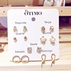 Earrings, universal fresh set, 7 pair, simple and elegant design, wholesale