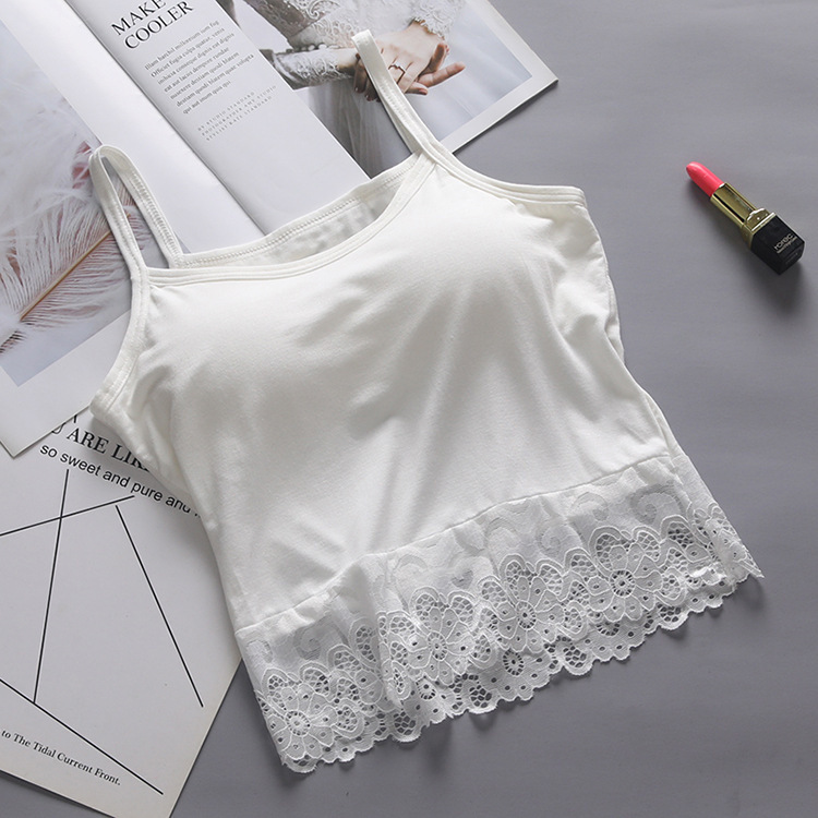 帮手描述图：百搭无钢圈运动背心螺纹吊带裹胸抹胸带胸垫性感美背