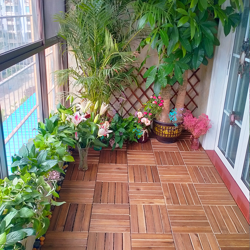 防腐木地板户外露台花园阳台木地板拼接室外庭院地面露台装饰|ms