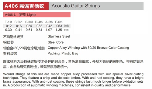 Alice 403 Upgrade A406 Acoustic Guitar Strings 1-6 Strings Steel Folk Set Tuning EADGBE
